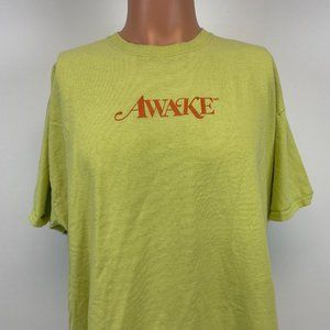 Awake New York Logo T Shirt Lime Green Orange Size XL